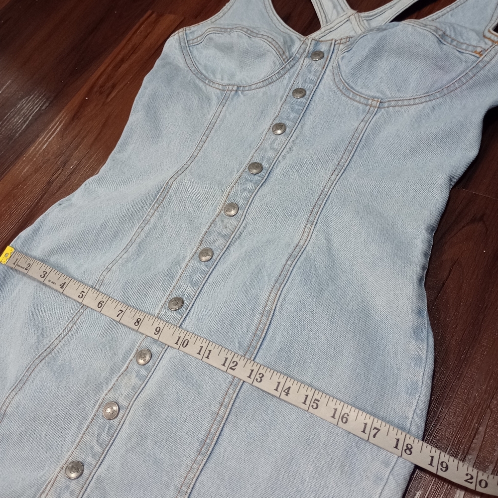 Bongo Vintage 90s Y2K Denim Mini Dress Light Wash - Picture 7 of 12